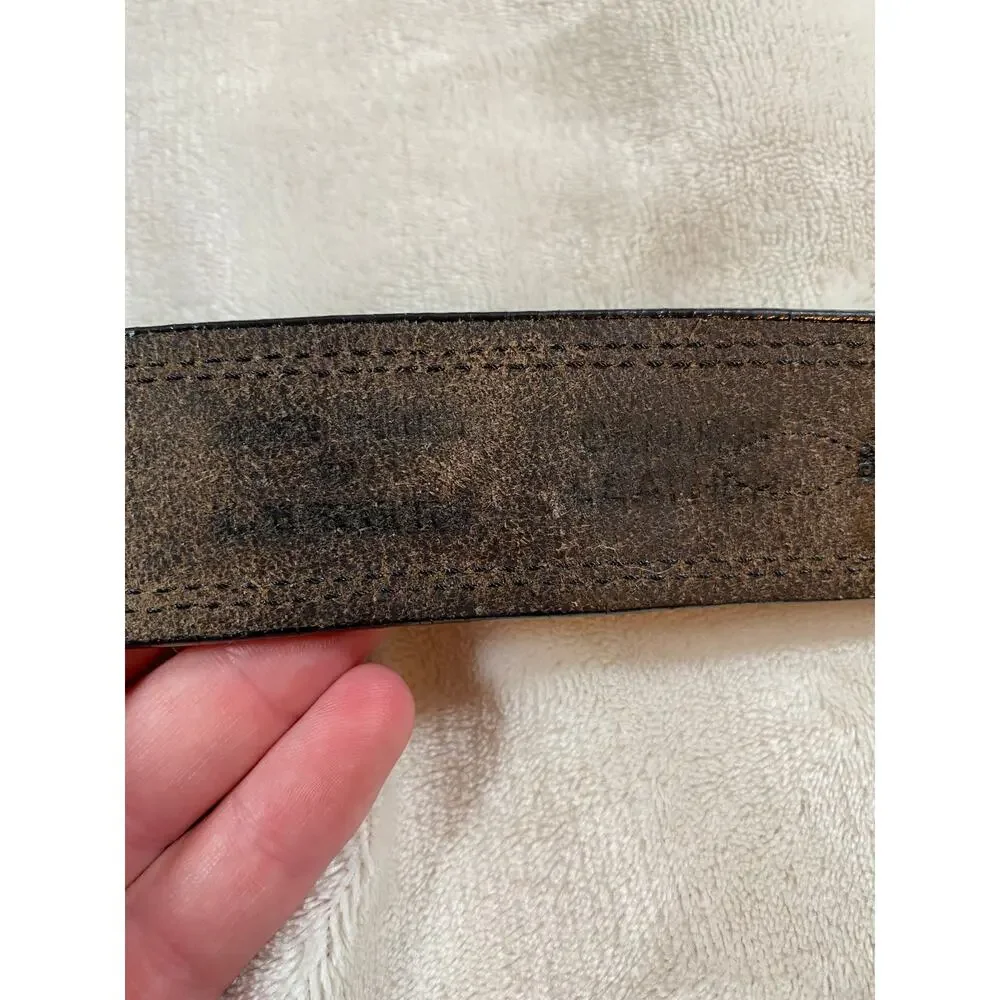 Leegin Leather Belt Dark Brown SZ 32 Western Buckle Dress Belt Braided Tooled